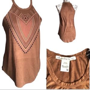 American Rag - Faux Suede Aztec Tank Top M NWOT